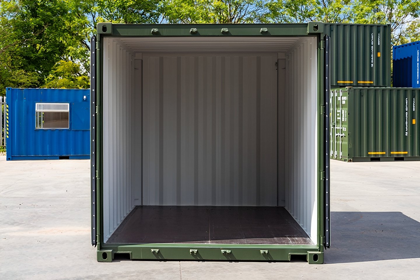 10ft x 8ft shipping container (one trip) – green 10ft x 8ft shipping container (one trip) – green