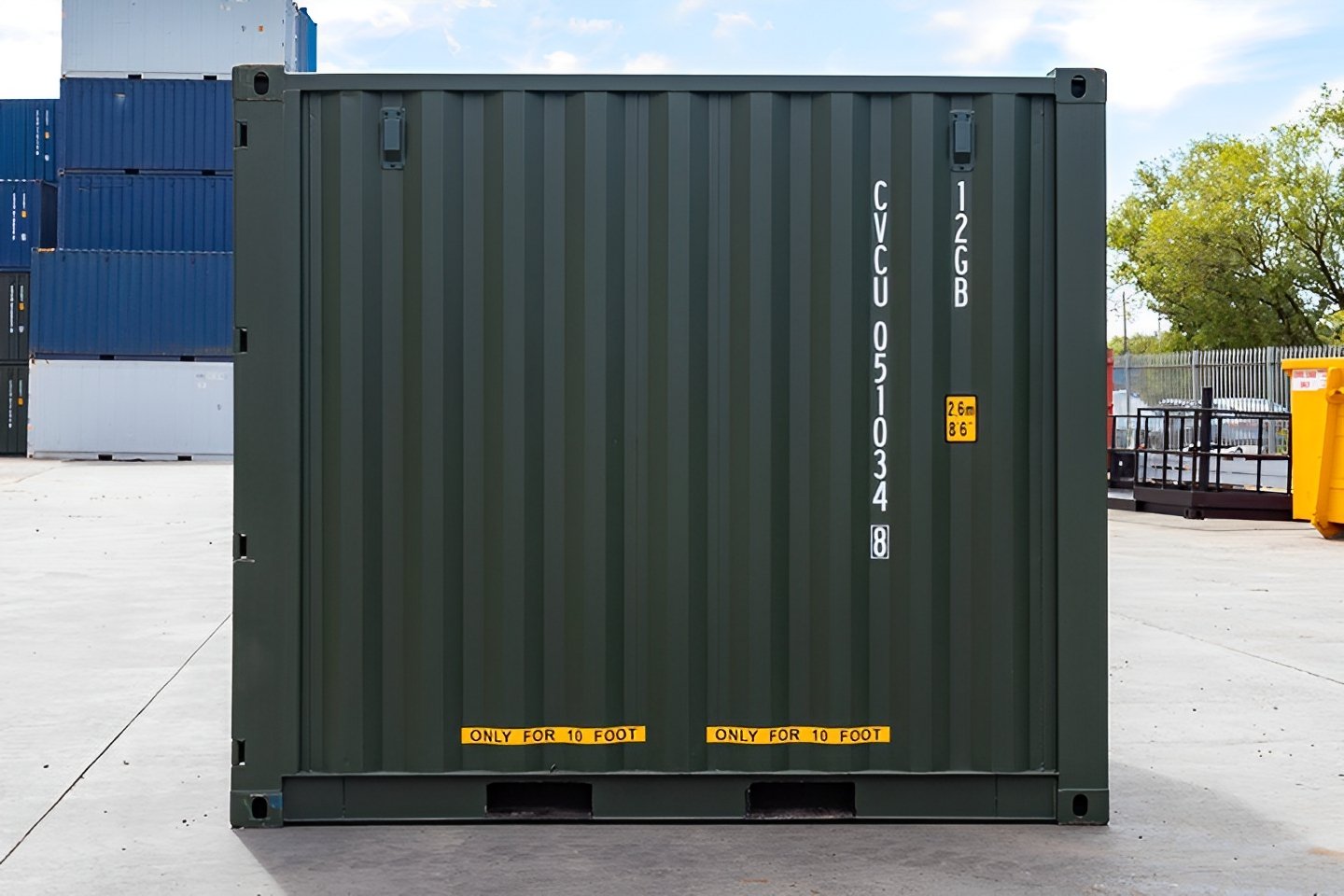 10ft x 8ft shipping container (one trip) – green 10ft x 8ft shipping container (one trip) – green