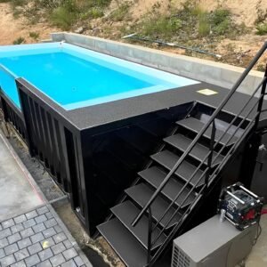 20ft shipping container swimming pool with convenient side staircase