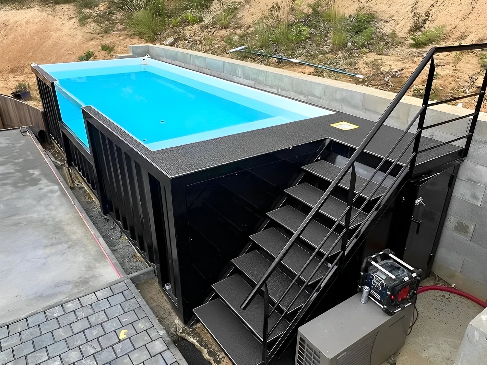 20ft shipping container swimming pool with convenient side staircase 20ft shipping container swimming pool with convenient side staircase