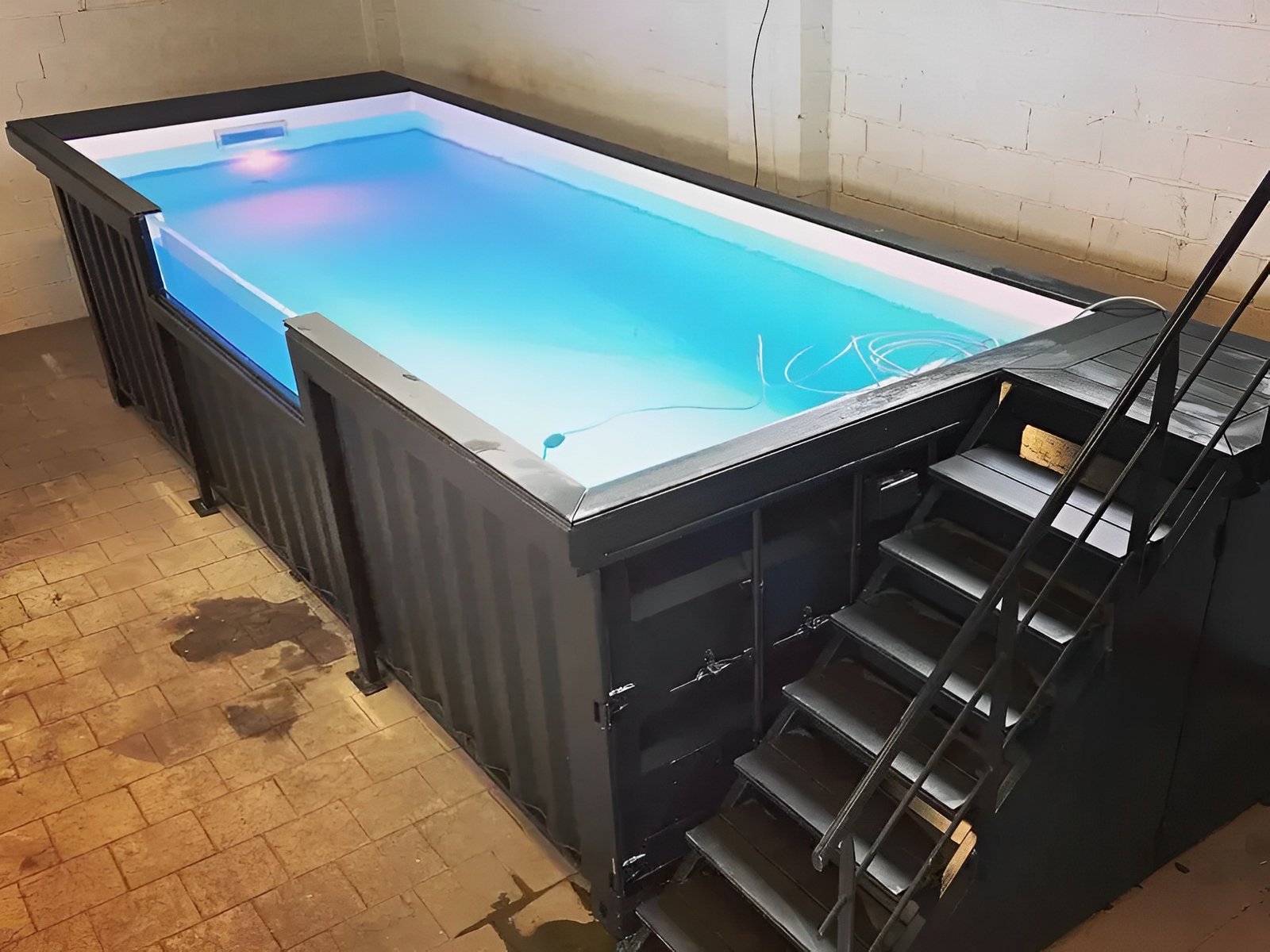 20ft shipping container swimming pool with convenient side staircase 20ft shipping container swimming pool with convenient side staircase