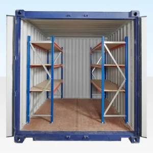 adjustable, heavy duty three tier container racking (single bay)