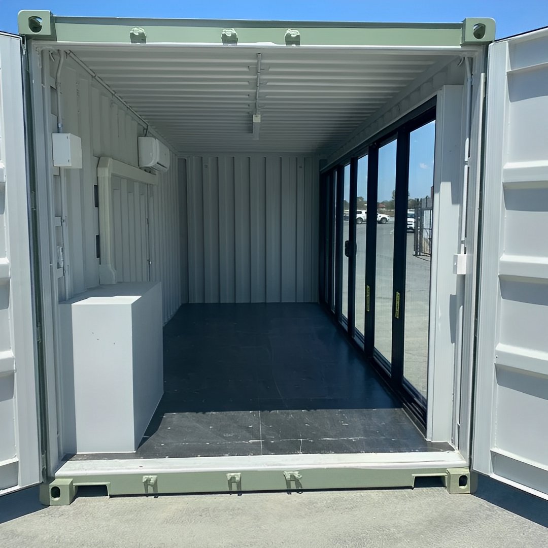 modified 20ft container office with glass door & ac modified 20ft container office with glass door & ac